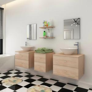 MEUBLE de salle de bain, modulable, complet beige, double vasque