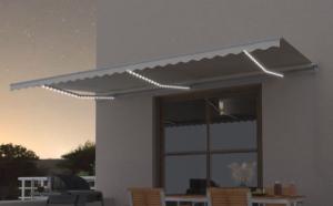 STORE BANNE 6 x 3.5 m, manuel, éclairage LED, toile crème