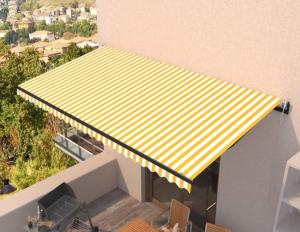 STORE BANNE 4.5 x 3 m, manuel, toile jaune/blanc