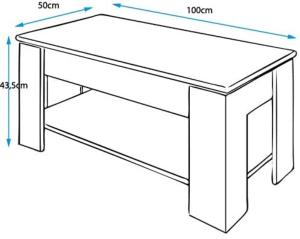 TABLE basse marron, 100 cm, plateau relevable, GALION