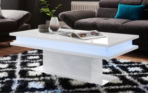 TABLE basse bois, avec éclairage LED, 100 cm, modèle ATIAS, 4 coloris