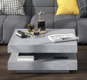TABLE basse, pivotante, 2 niveaux, blanc ou gris, modèle MIRAGE