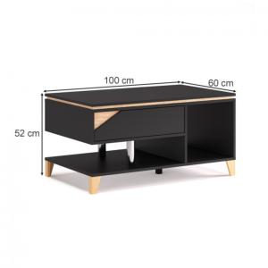 TABLE basse Luxe, 100 x 60 cm, bois anthracite, modèle ELEGANT