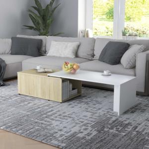 TABLE basse 150 cm, coulissante en bois, chêne - blanc