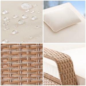 BAIN de soleil, transat en resine tressée, beige