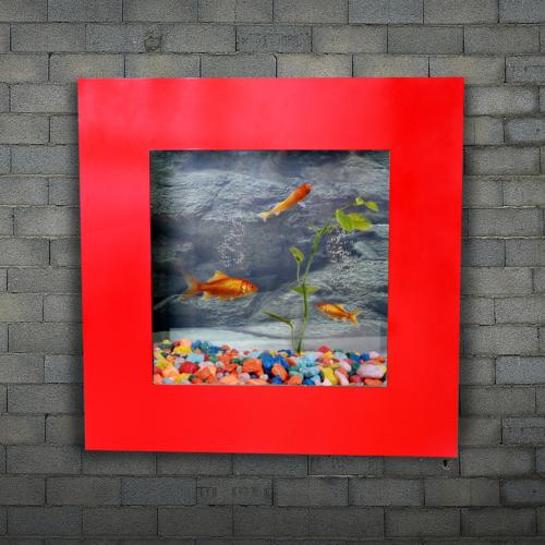 AQUARIUM mural rouge 560 mm, aluminium/verre