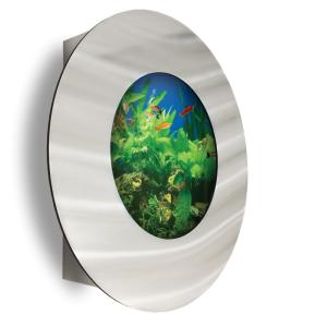 AQUARIUM mural rond, 560 mm, aluminium/verre, argent