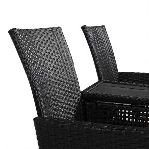 BANC , fauteuil de jardin avec tablette, résine tressée noir