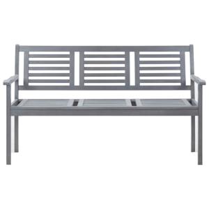 Banc de jardin en bois massif eucalyptus gris, 3 personnes