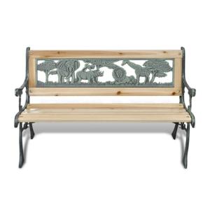 Banc de jardin pour enfants, bois massif, fonte