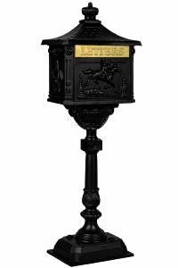 Boîte aux lettres sur pied style antique – Fonte d’aluminium – Noir