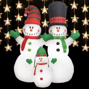 BONHOMME de neige, famille, avec leds, GEANT 245 cm autogonflant