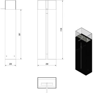 Cheminée bio éthanol colonne, métal noir