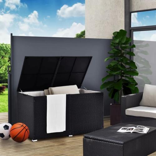 COFFRE géant en résine tressée/alu, 760 litres, noir