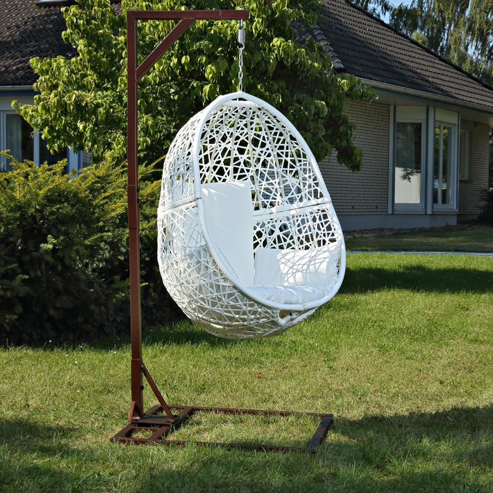 HAMAC de jardin suspendu, support métal, blanc