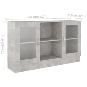 Meuble bas, vitrine, coloris gris béton, 120 cm