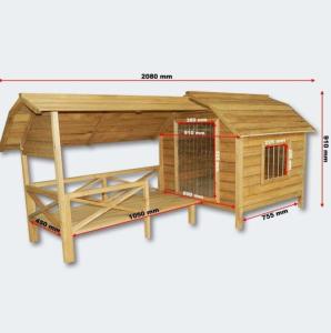 NICHE XXL pour chien, avec terrasse, en bois