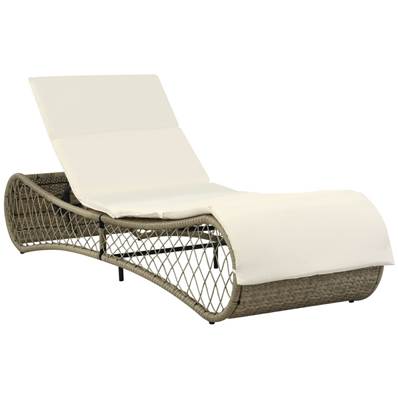 Transat, bain de soleil, résine tressée, gris