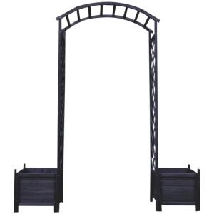PERGOLA en bois, teinté noir avec bacs à plantes