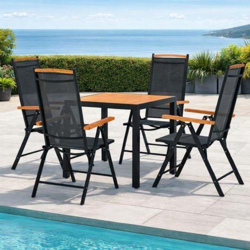 SALON de jardin aluminium/composite brun, 4 fauteuils