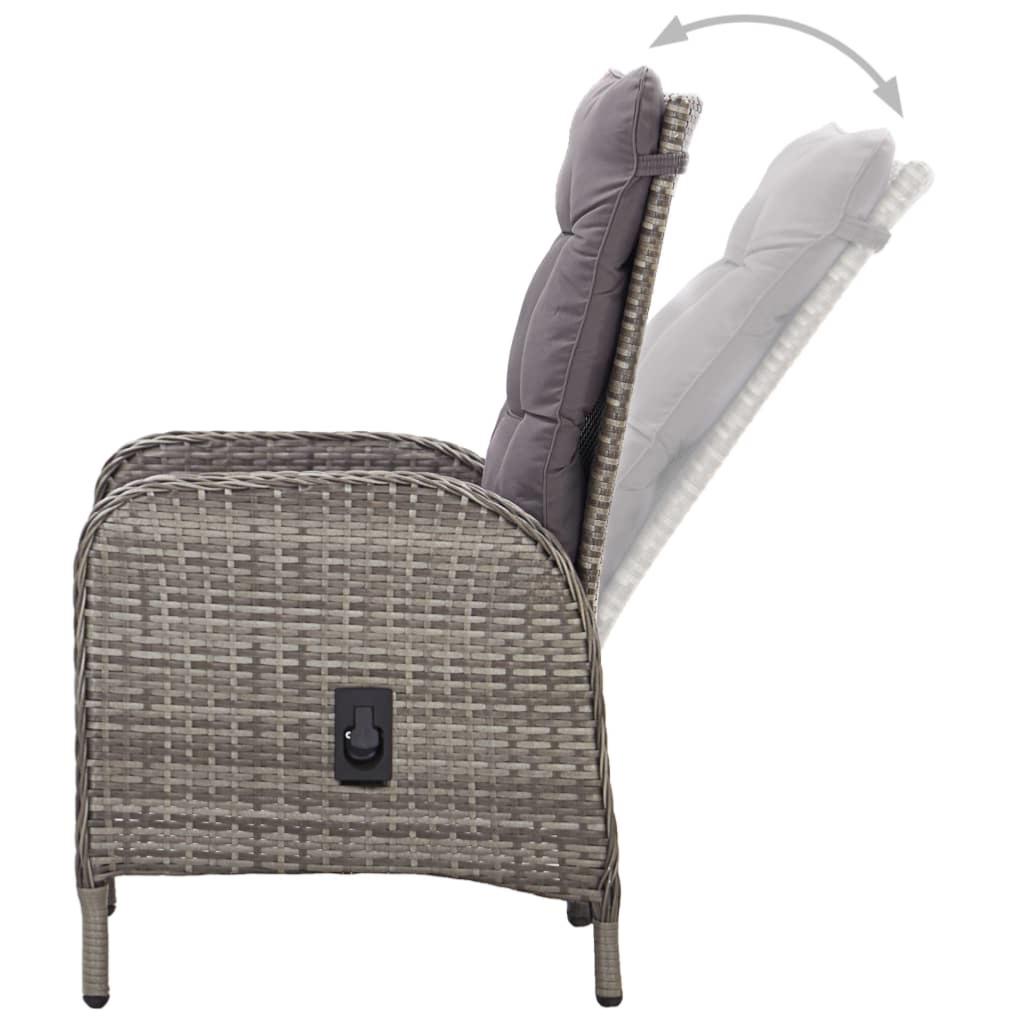 Fauteuil Inclinable De Jardin En Rotin Synthétique - Structure Aluminium - Coussin Beige Amovible - Repose-pieds Extra-long 35cm - Inclinaison Réglable 150° - Pour Terrasse Et Intérieur
