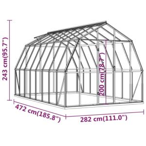 SERRE de jardin XXL, surface 13.31 m², aluminium.