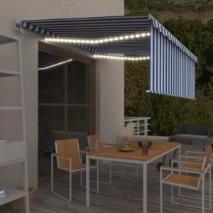 STORE BANNE 500 x 300 cm avec auvent, motorisé, éclairage LED, détecteur de vent - 5 coloris