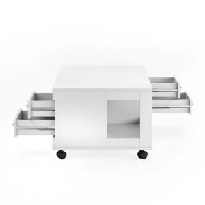 TABLE basse XXL, blanche avec tiroirs, modèle Bonn