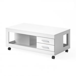 TABLE basse XXL, blanche avec tiroirs, modèle Bonn