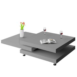 TABLE basse pivotante carrée grise, 80 cm, modèle FUSION