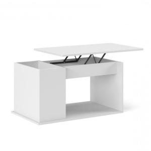 TABLE basse blanche, 90 cm, plateau relevable, THEBES