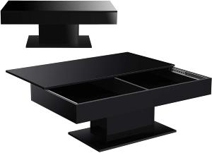 TABLE basse coulissante, 110 x 60 cm, noir laqué