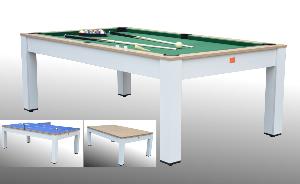 Table BILLARD/ping-pong, XXL 220 cm, bicolore avec plateau salle à manger.