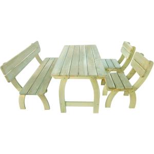 TABLE jardin, avec banc et chaises, type pique-nique 