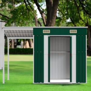 ABRI de jardin, 3,10 m² avec appentis, métal galvanisé, vert
