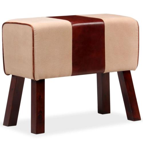 BANC, bois recouvert cuir de chèvre, 60 cm