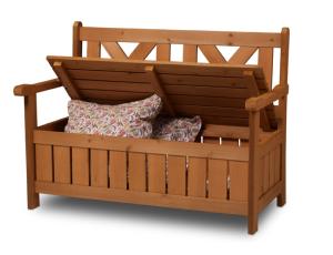 BANC de jardin bois, avec coffre de rangement intégré