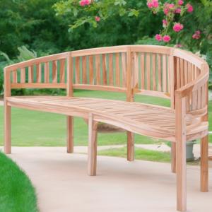 Banc de jardin 200 cm, demi cercle en teck massif