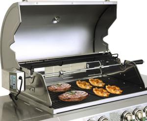 BARBECUE GRAND LUXE INOX, 6 brûleurs, avec plancha et tournebroche