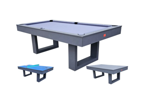Table BILLARD/ping-pong, XXL 230 cm, gris, avec plateau salle à manger.