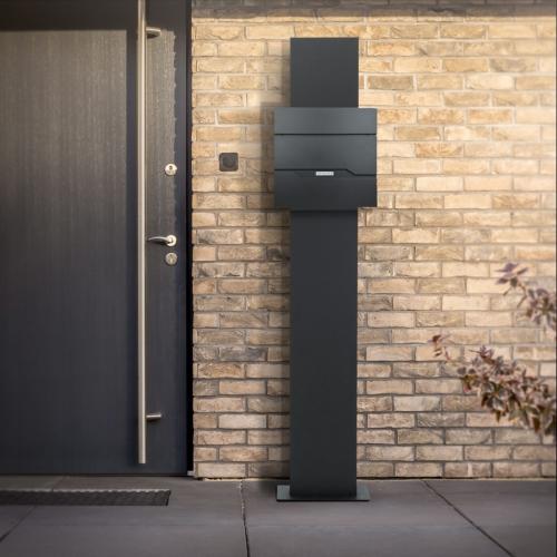 Boîte aux lettres inox, sur pieds de 170 cm, anthracite