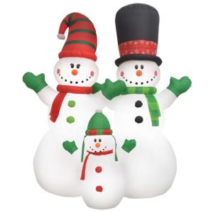 BONHOMME de neige, famille, avec leds, GEANT 245 cm autogonflant