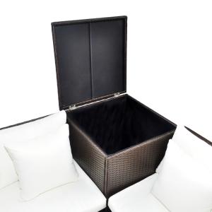 Canapé de jardin d'angle en résine tressée, marron