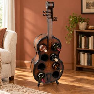 Casier à vin violoncelle en bois massif – 8 bouteilles