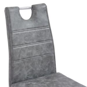 CHAISES salle à manger, similicuir gris, lot de  4