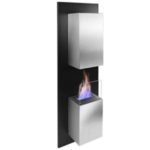 Cheminée bio-éthanol murale NERIA avec vitre – Hauteur 114 cm