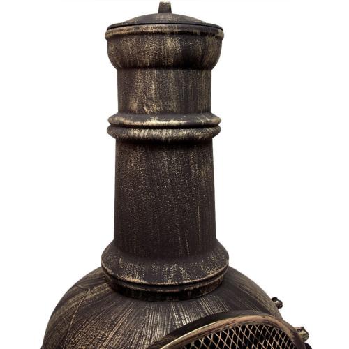 Cheminée D'Extérieur Gardebruk En Fonte - 112cm - Brasero Mexicain - Pare-étincelles - Jardin Terrasse