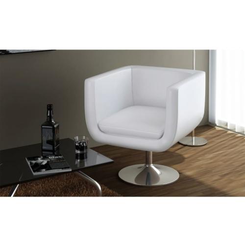 Fauteuil Design Club, cuir textile blanc