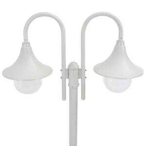 LAMPADAIRE BLANC, lampe jardin extérieur 2 têtes