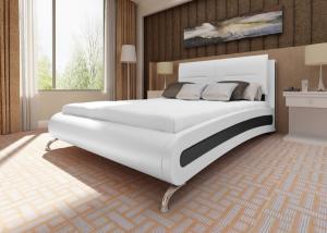 Lit en cuir 140 x 200 blanc avec matelas